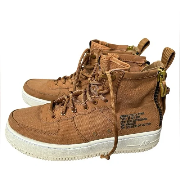 Nike Air SF AF1  Brown canvas high top sneakers size 5Y - Picture 2 of 12